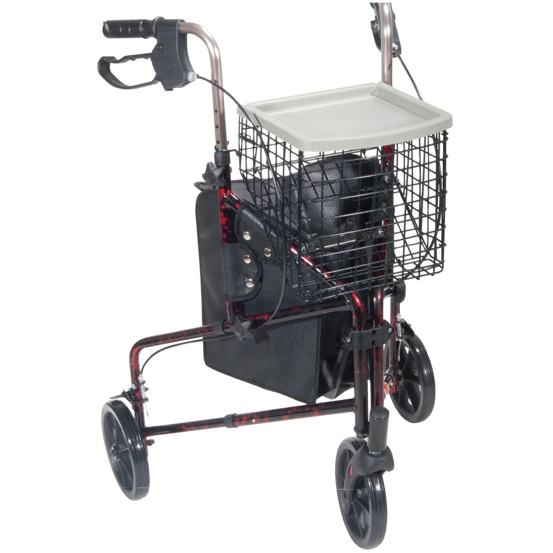 3 Wheel Rollator Walker with Basket Tray and Pouch - On The Mend Medical Supplies & Equipment
